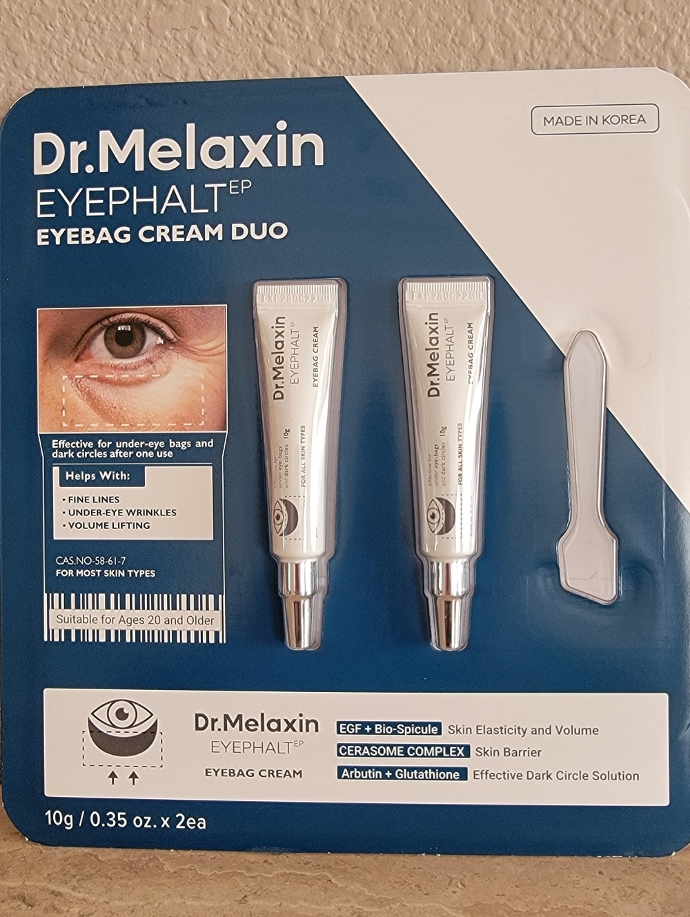 Dr. Melaxin Eyephalt Eyebag Cream Duo 10g 2 Pack NEW